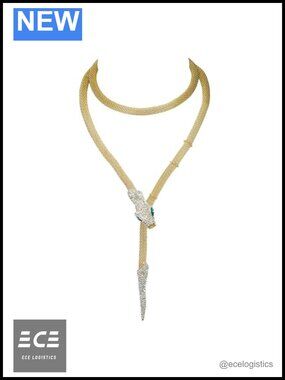 Rhinestone Crystal Snake Choker Necklace 14k Gold Plated Halloween Statement